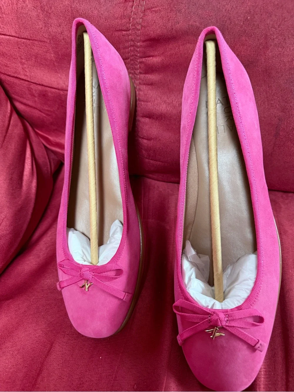 Naturalizer Hot Pink Suede Ballet Flats with Bow